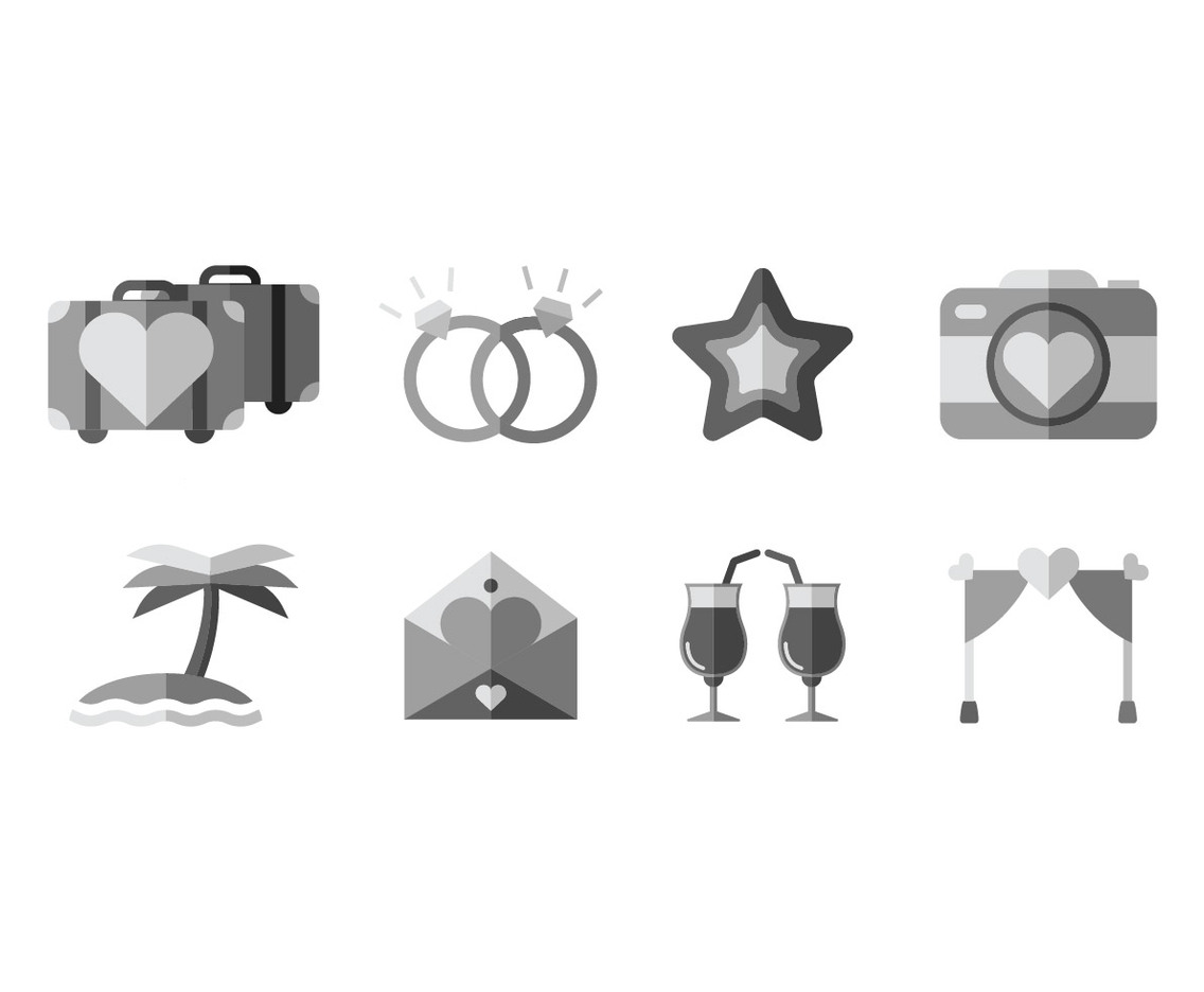 Wedding beach vector icons