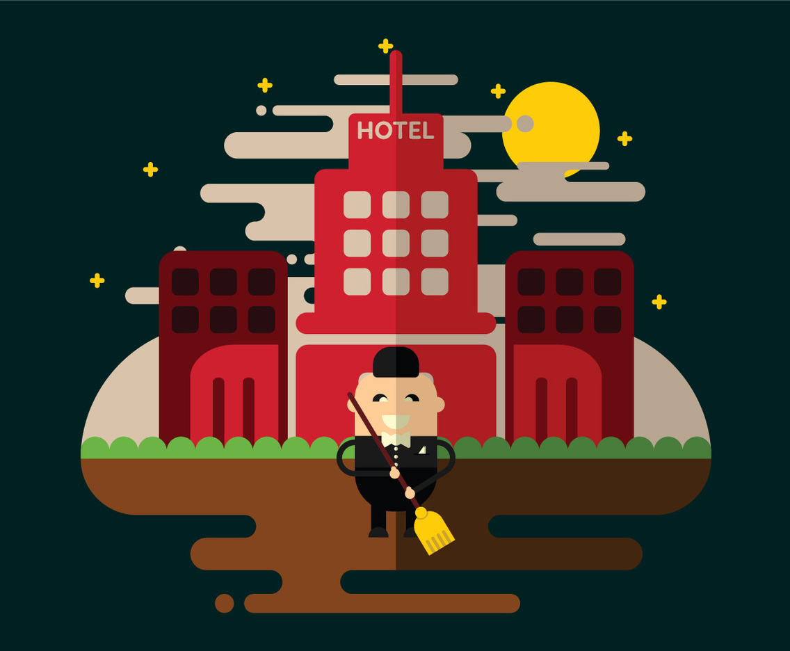 Hotel Janitor Cleaning Vector
