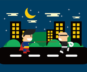 Super Heroes In The City Vector