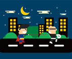 Super Heroes In The City Vector