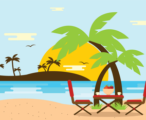 Beach Scene with Chair Vector