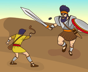 Vector Illustration Of David And Goliath