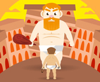 David And Goliath Vector Illustration