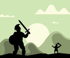 David and goliath vector illustration