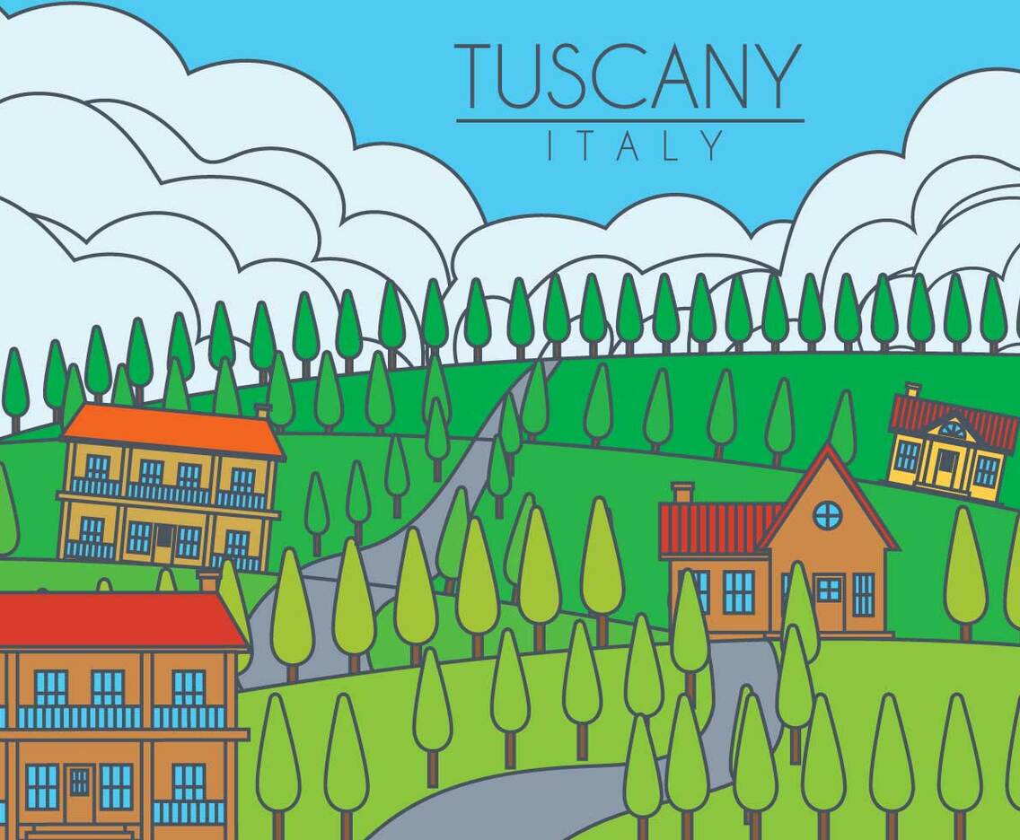 Tuscany landscape vector illustration