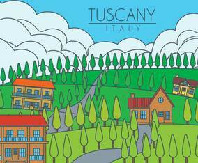 Tuscany landscape vector illustration