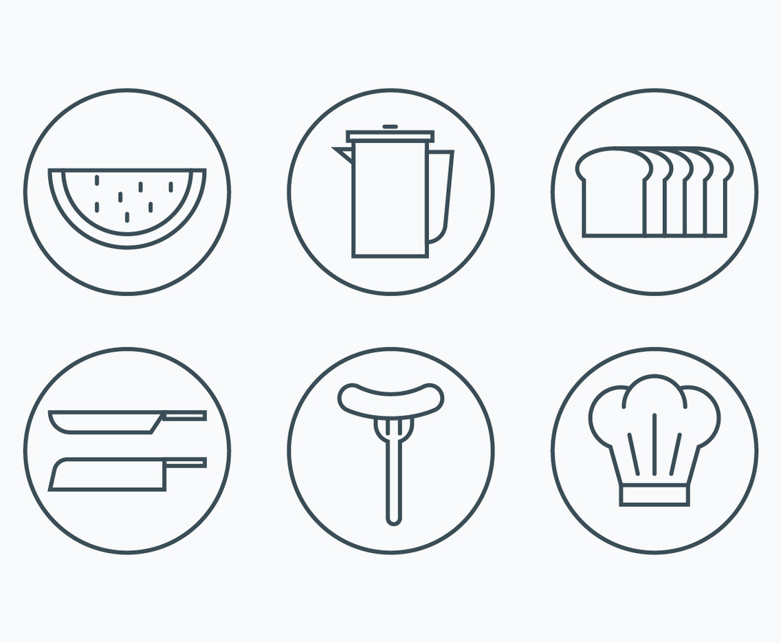 Charcuterie Simple Outline Icons