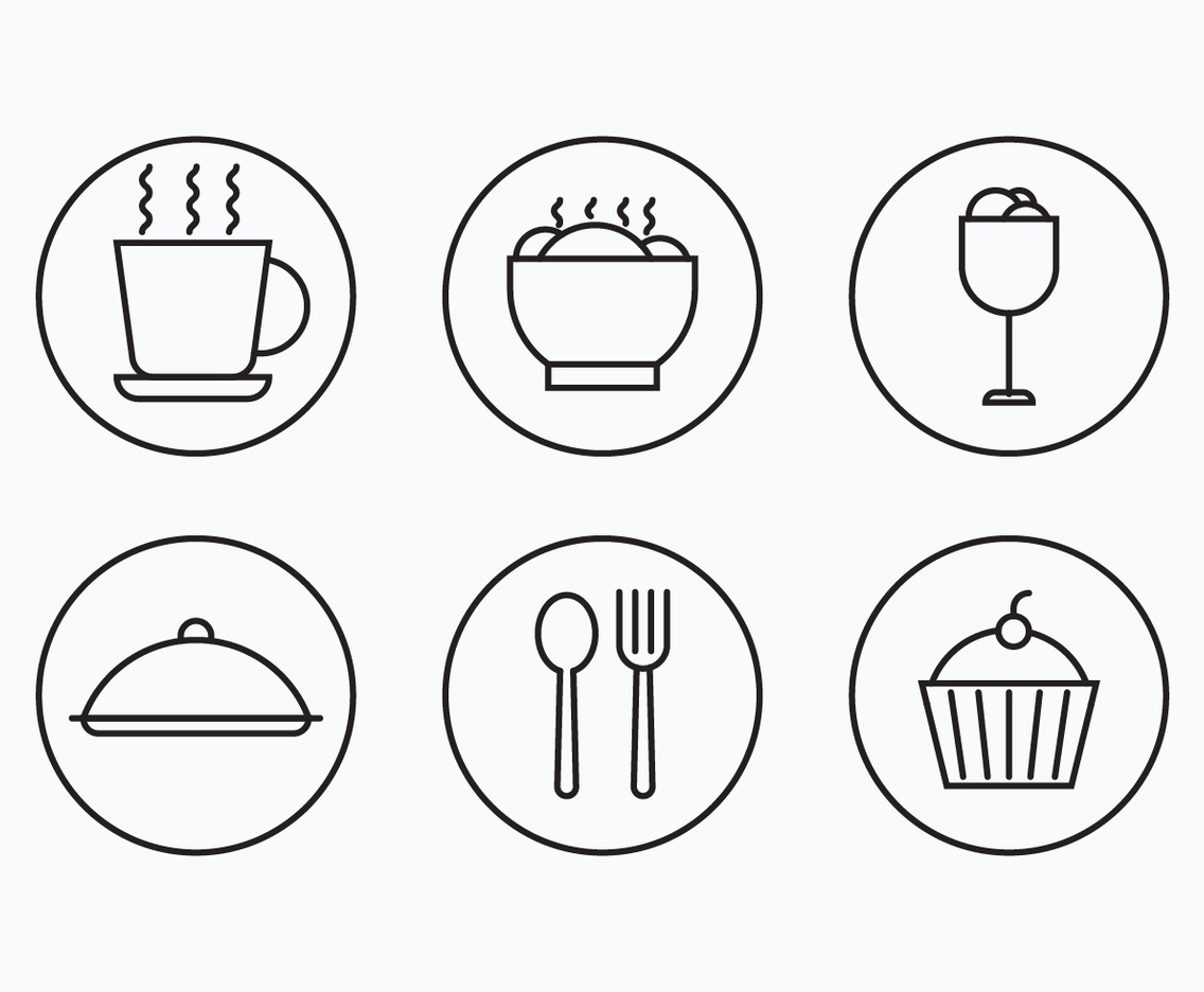 Charcuterie Simple Outline Icons