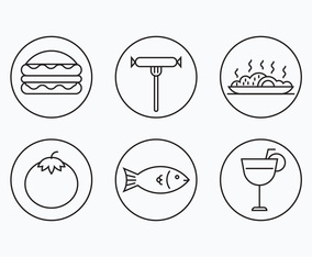 Charcuterie Simple Outline Icons