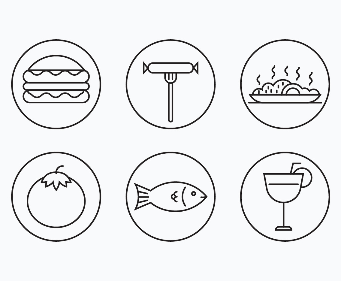 Charcuterie Simple Outline Icons