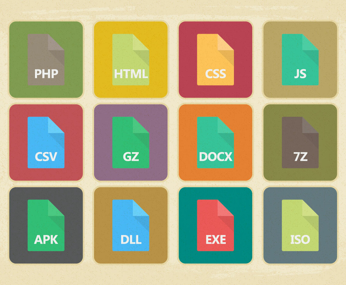 Vintage Style File Type Icon Collection