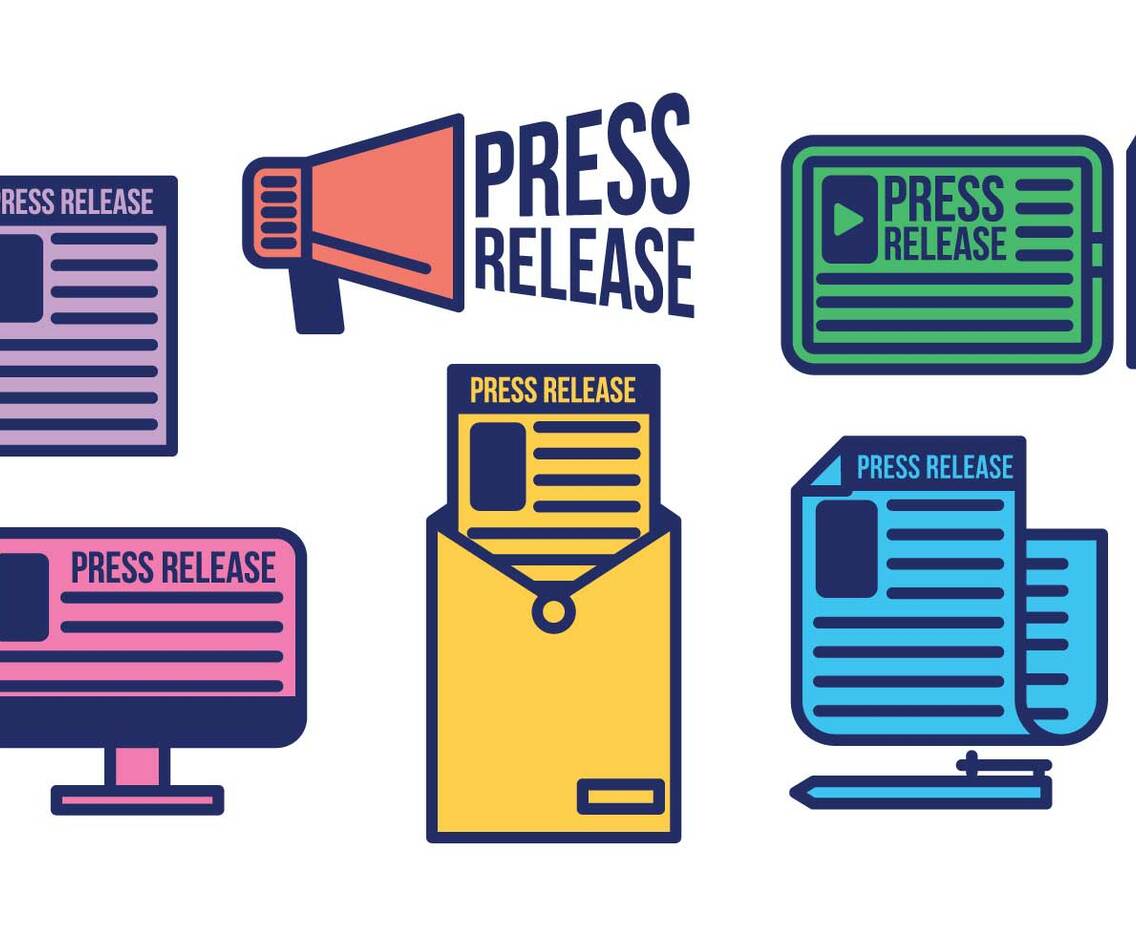 Press release vector icon set