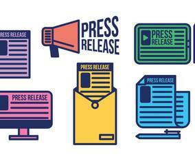 Press release vector icon set