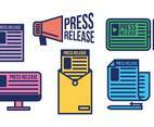 Press release vector icon set