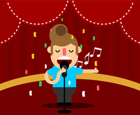 Young Man Singing On Stage Vector