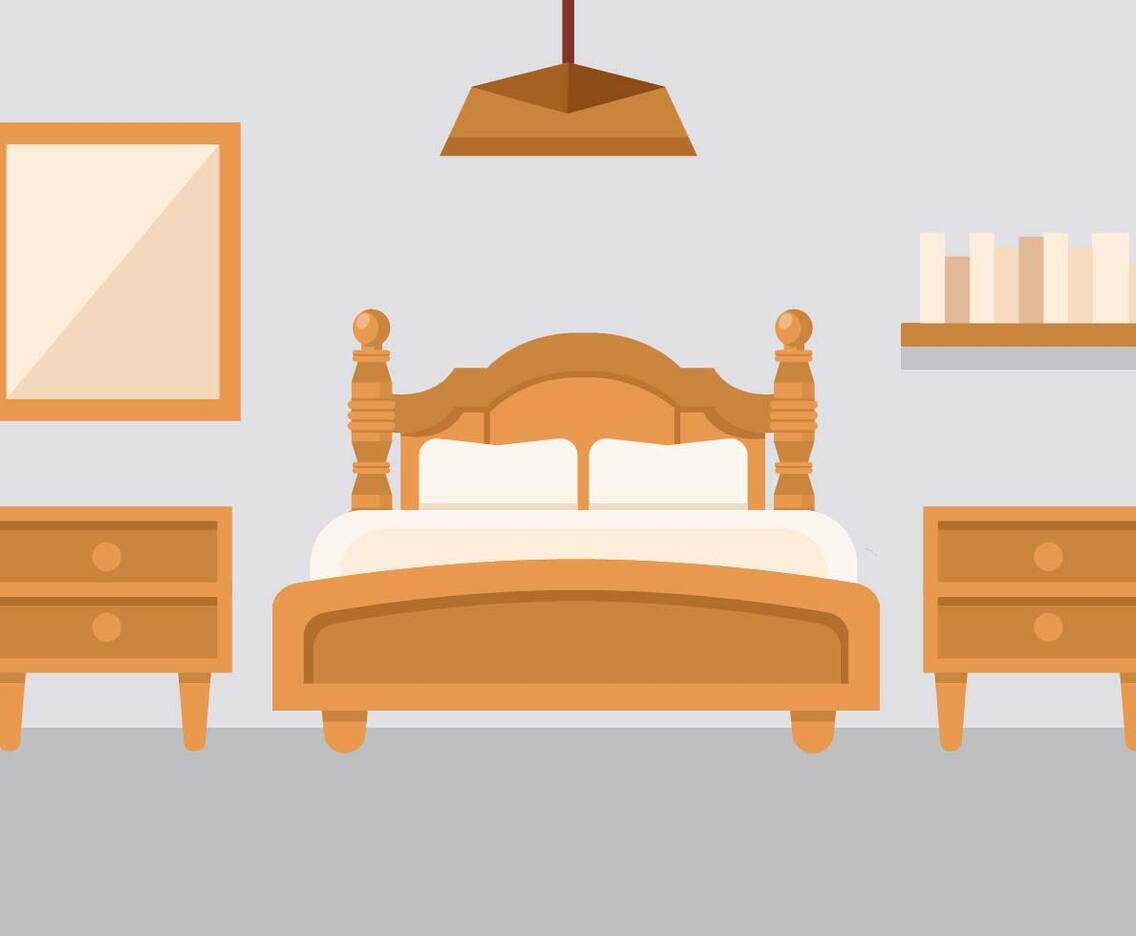 Free Bedroom With Bedside Console Vector