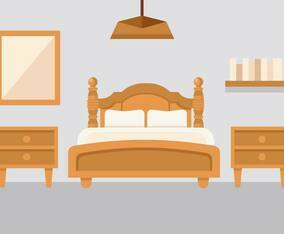 Free Bedroom With Bedside Console Vector
