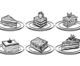 Tiramisu sketch vector set