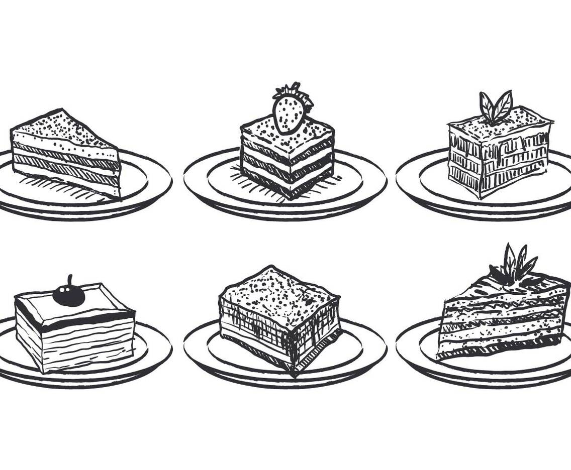 Tiramisu sketch vector set