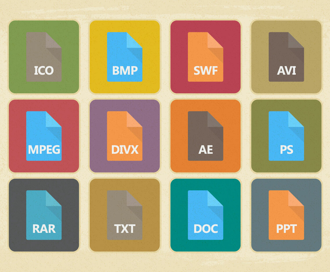 Vintage Style File Type Icon Collection