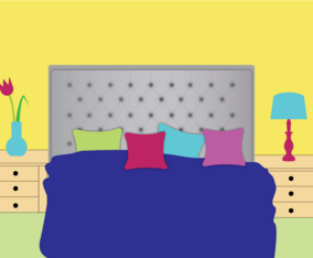 Bedroom with Headboard Vector