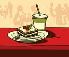 Tiramisu Cake In A Restaurant Vector
