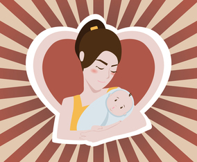 Woman Holding Baby Vector Illustration