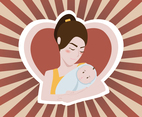 Woman Holding Baby Vector Illustration