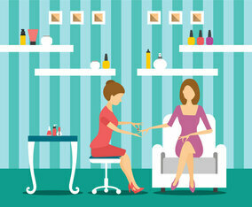 Manicurist Character Makes A Professional Manicure