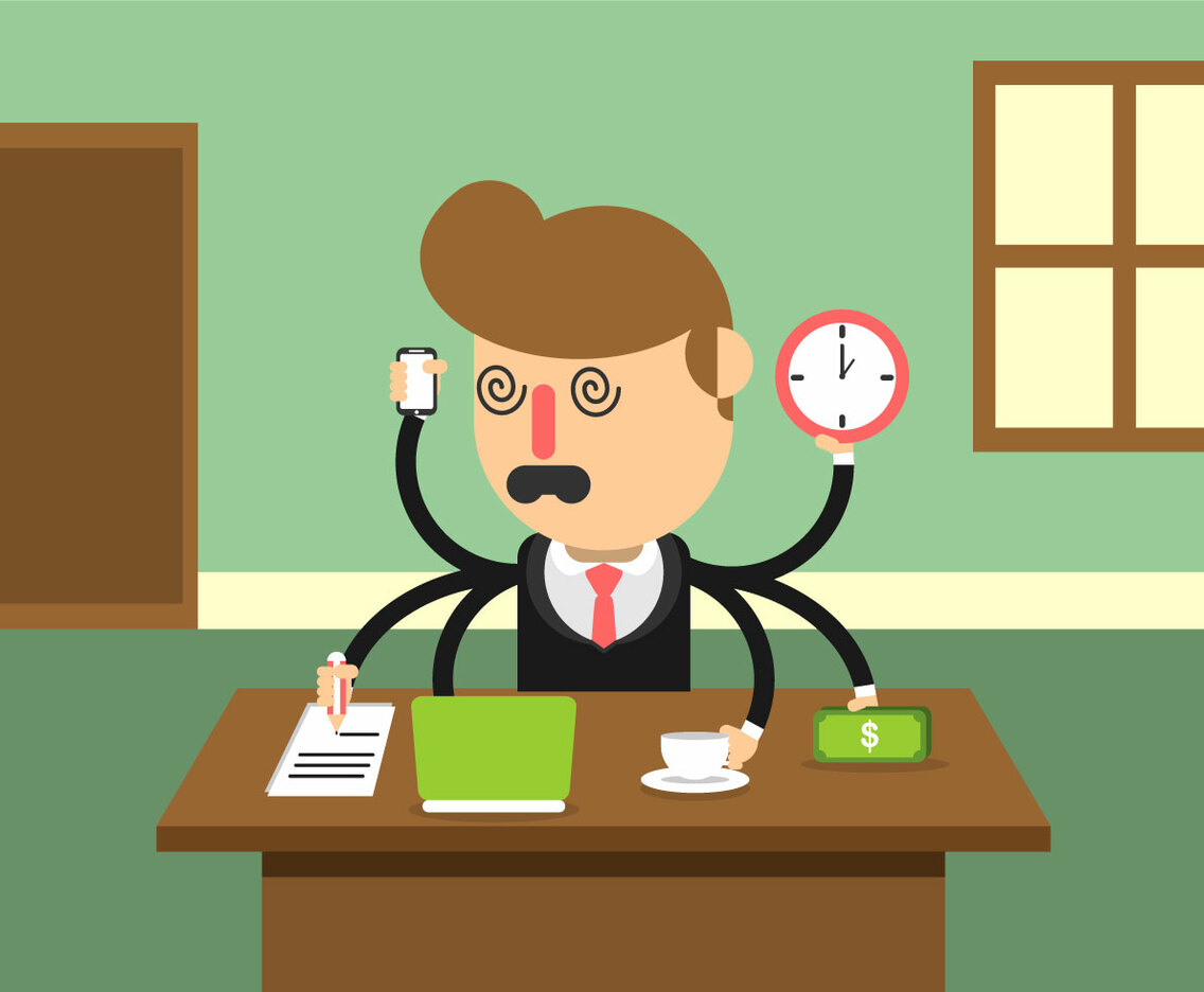 Multitasking Stressed Business Man