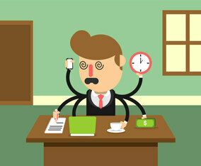 Multitasking Stressed Business Man