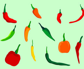 Chili Peppers Vector Set
