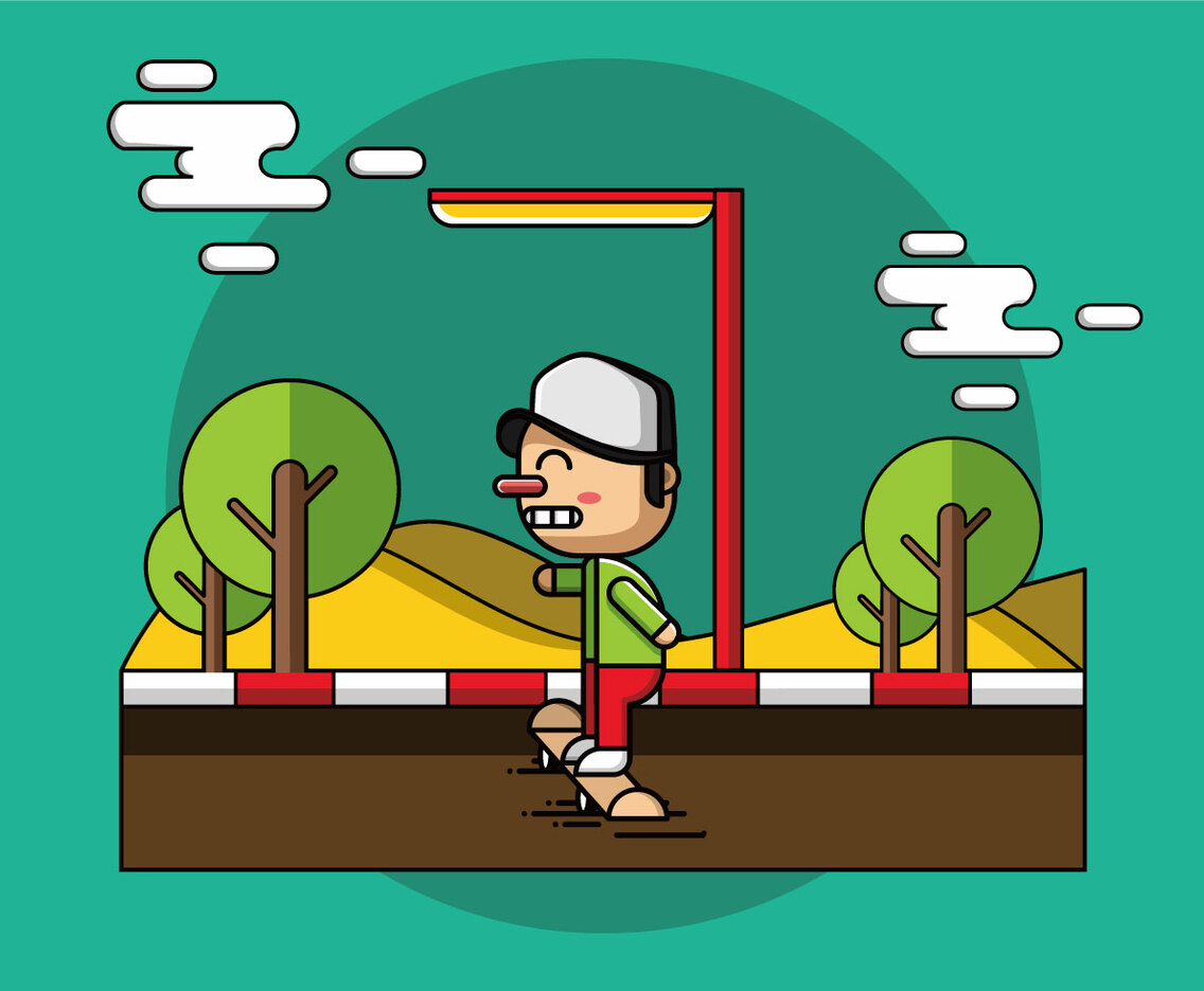 Boy Skate Boarding Vector