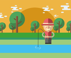 Fishing On The River Banks Vector