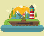 Fishing On The Lake Vector