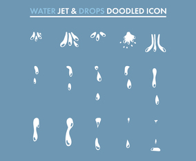 Water Jet  Drops Doodled Icons
