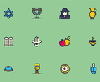 Colorful Judaism Icons Vectors