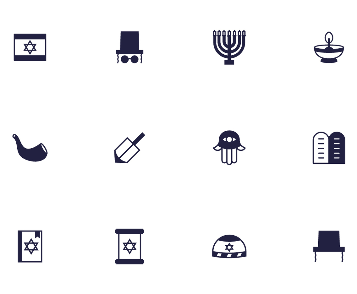 Silhouette Jewish Religious Icon Vectors