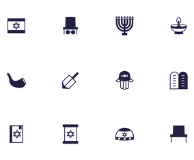 Silhouette Jewish Religious Icon Vectors