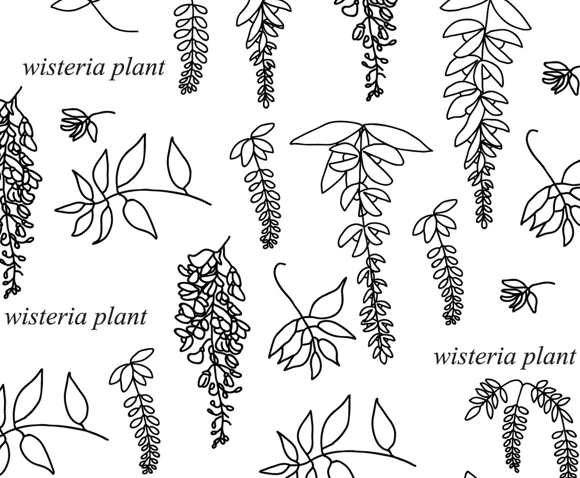 Black And White Wisteria Pattern