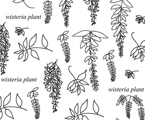 Black And White Wisteria Pattern