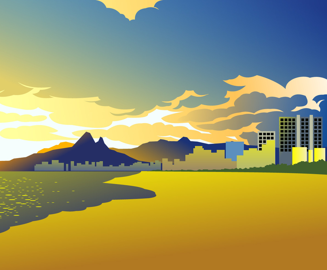Sunset Of Copacabana Free Vector