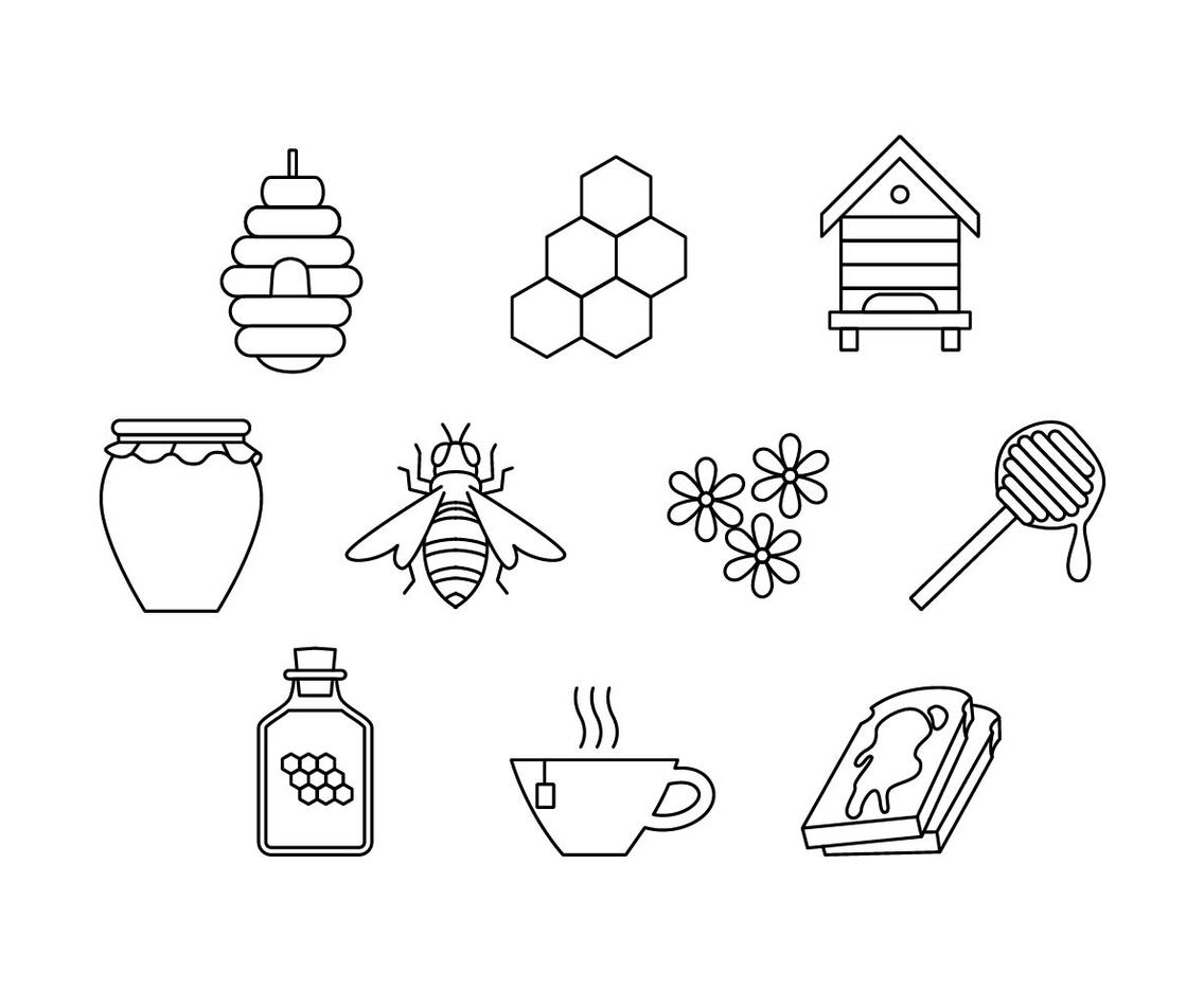 Beekeeping Icons Vector