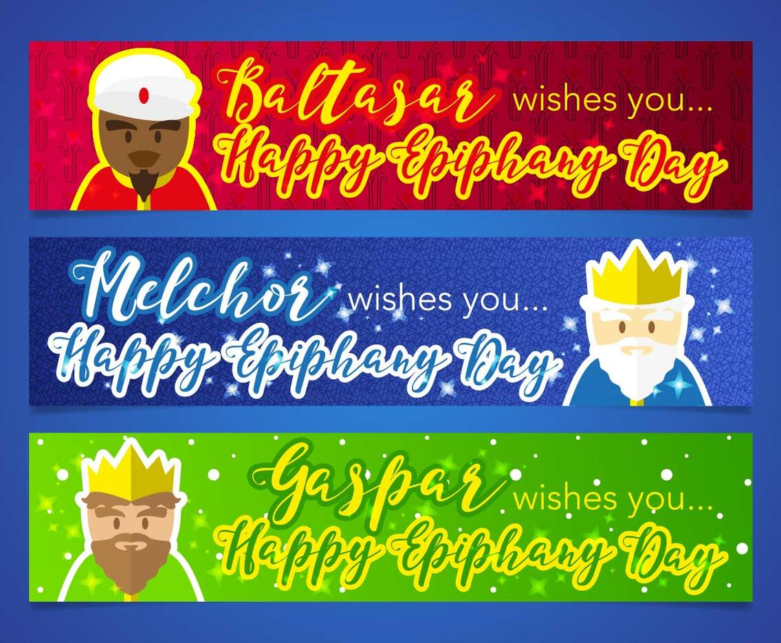 Epiphany Kings Magic Banners Vector
