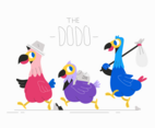 Funny Dodo Bird Marching Adventure Vector Flat Illustration