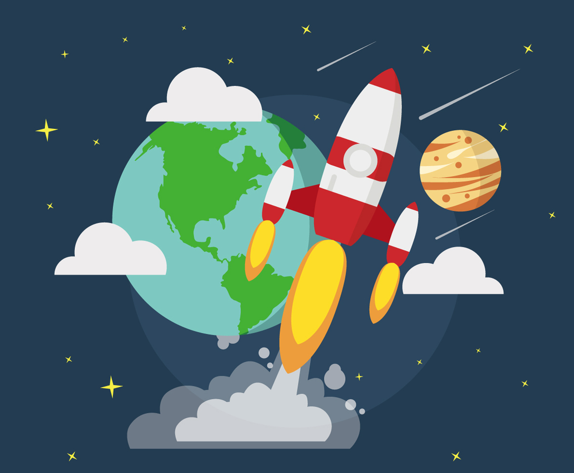 Space Ship Illustration On The Space