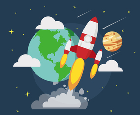 Space Ship Illustration On The Space