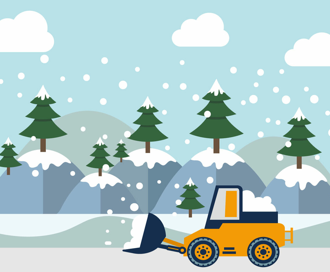 Mountainous Snow Plow Vectors Illustration