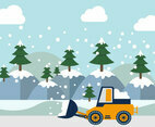 Mountainous Snow Plow Vectors Illustration