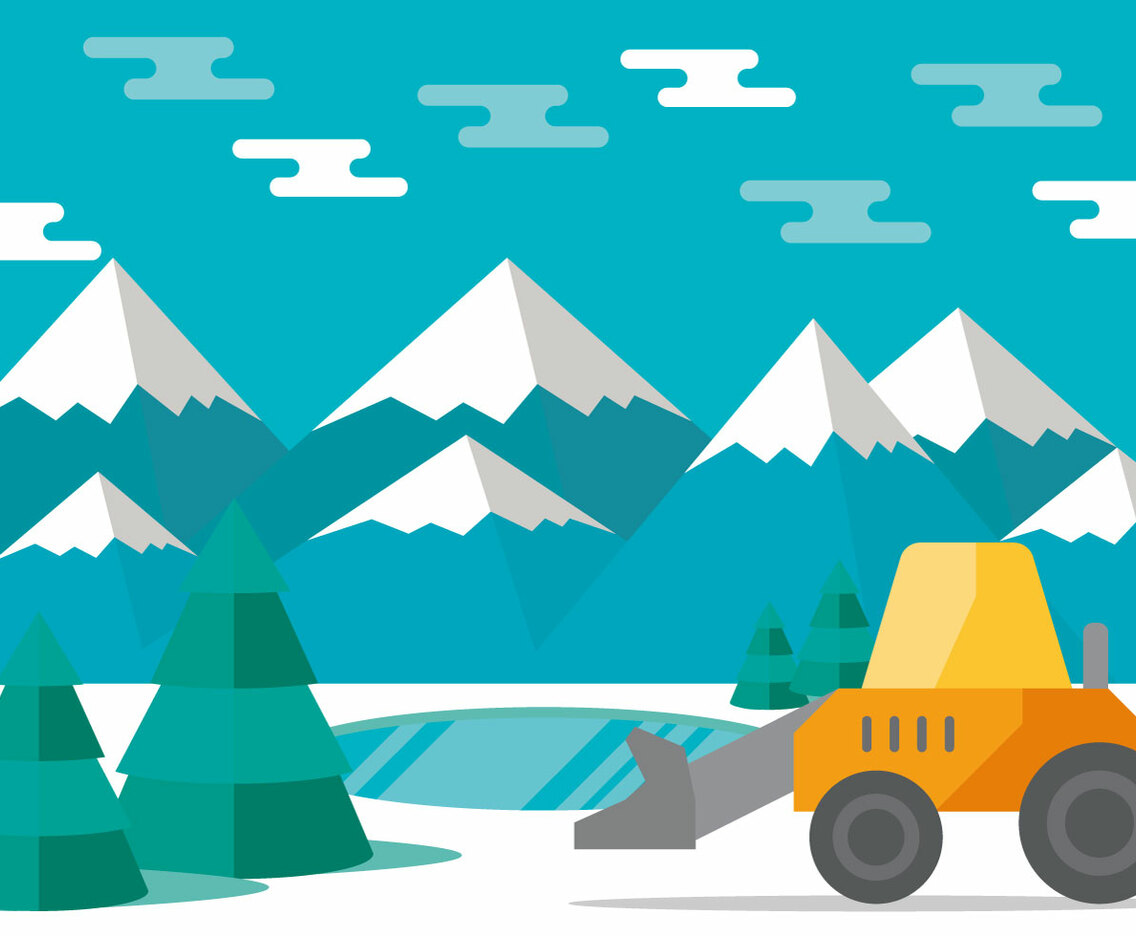 Snow Plow in the Mountains Vector